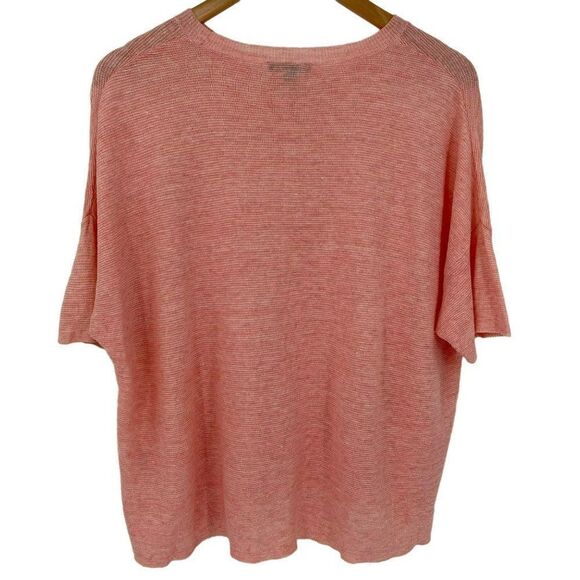 Eileen Fisher Organic Linen Melange Round Neck Short Sleeve Top Peach Women LG - Picture 5 of 7
